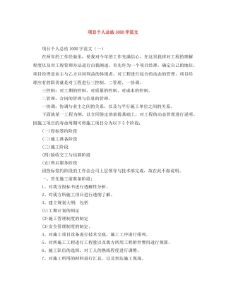 项目个人总结1000字范文 