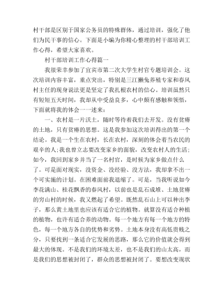 村干部培训工作心得