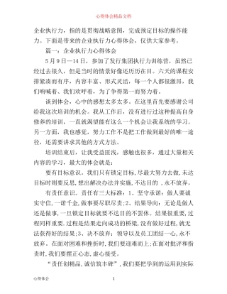 企业执行力心得体会3篇