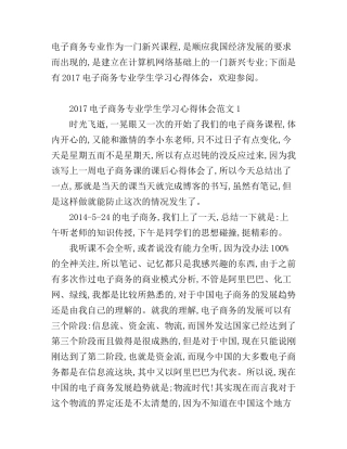 2017电子商务专业学生学习心得体会