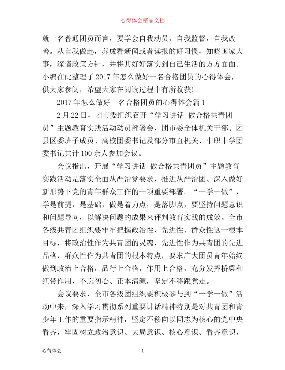 年怎么做好一名合格团员的心得体会_第1页