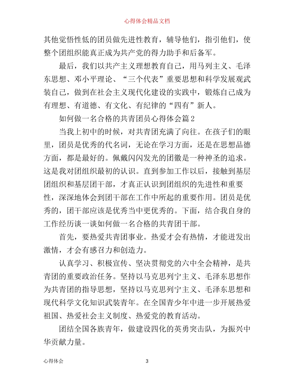 如何做一名合格的共青团员心得体会_第3页