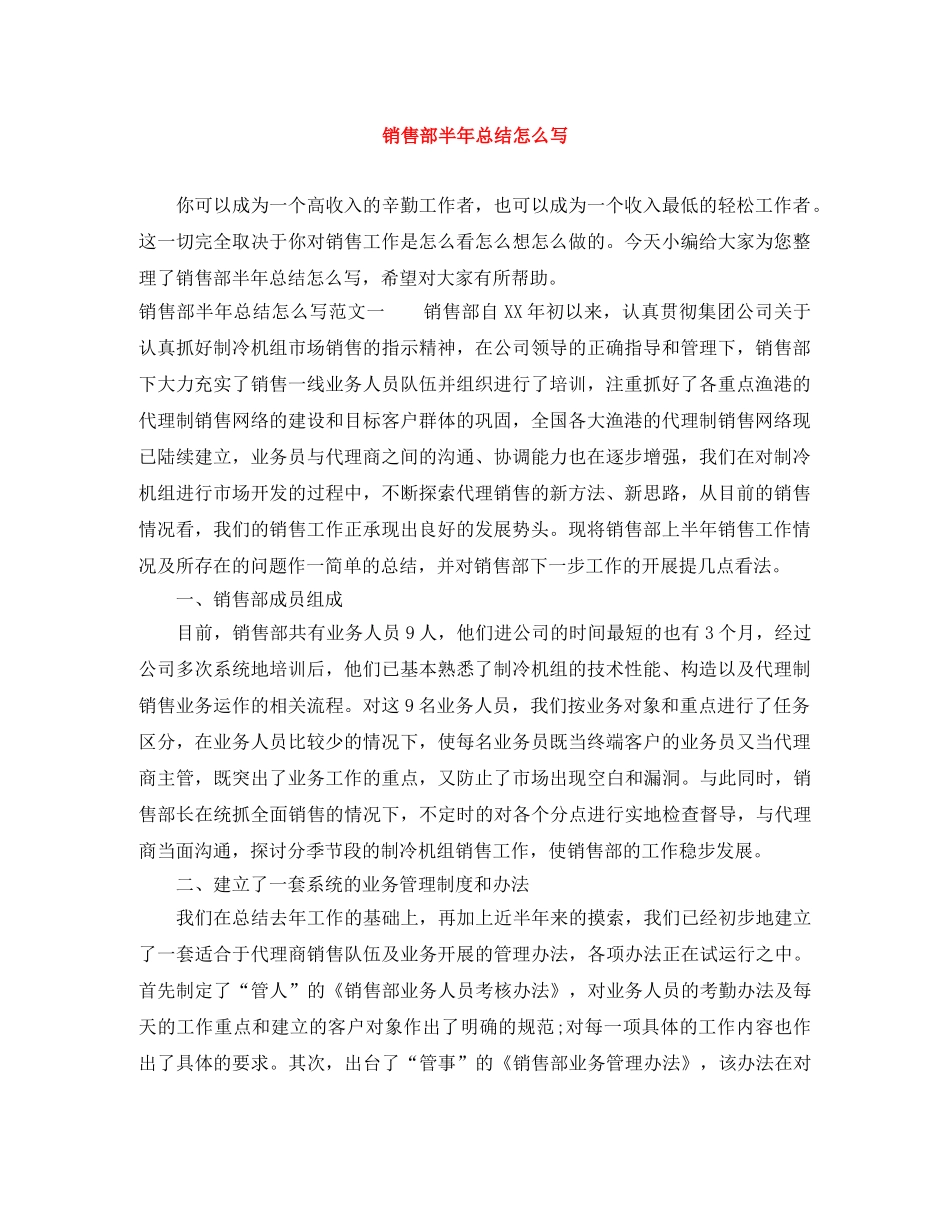 销售部半年总结怎么写 _第1页