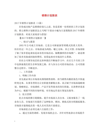 销售计划报表 