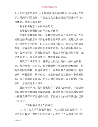 数学新课标学习心得休会3篇