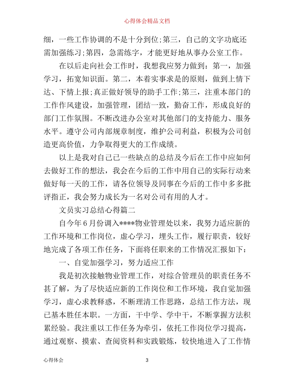 文员实习总结心得_第3页