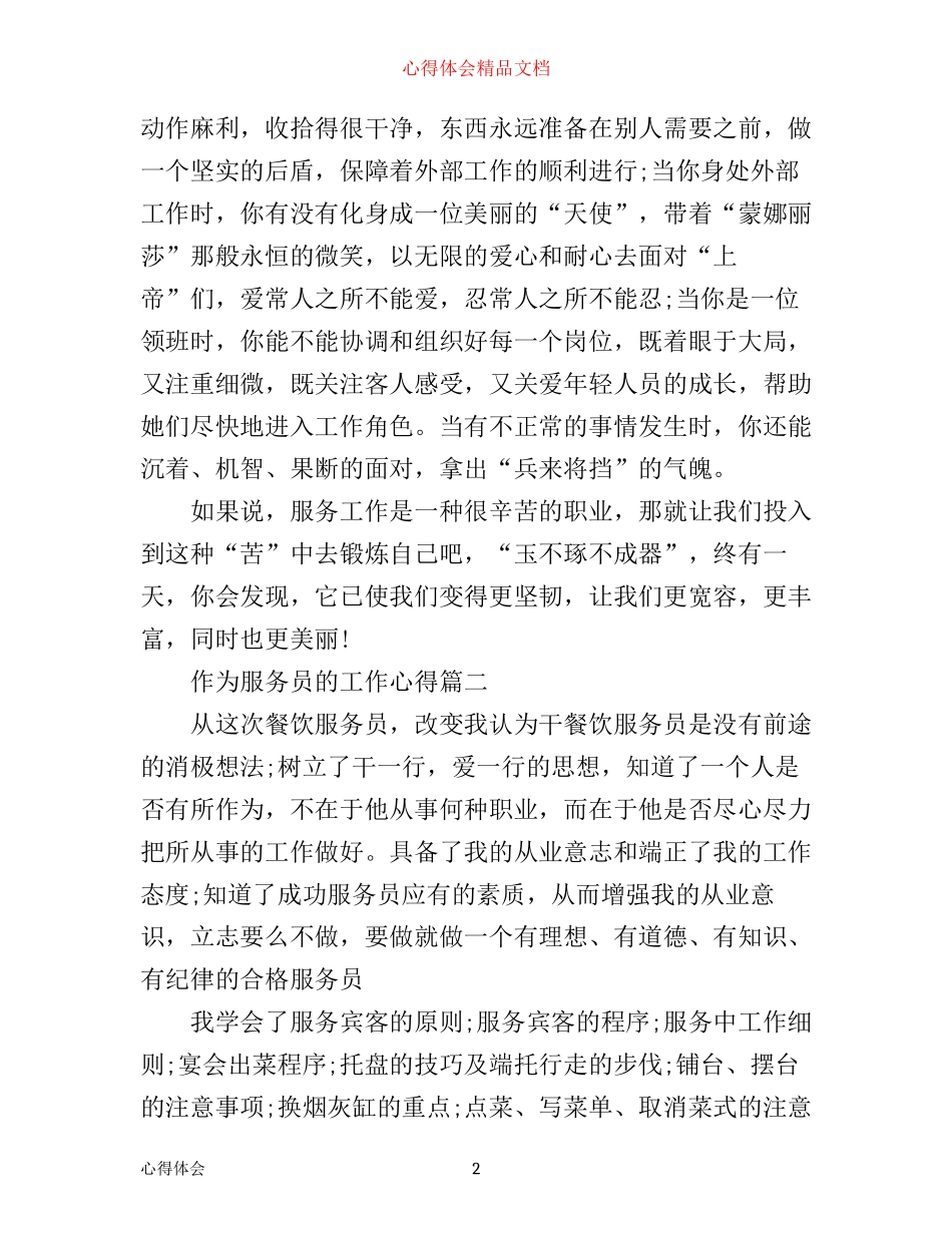 作为服务员的工作心得_第2页