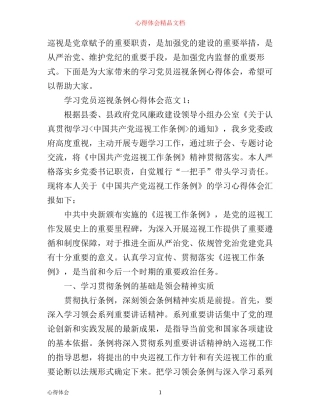 学习党员巡视条例心得体会3篇