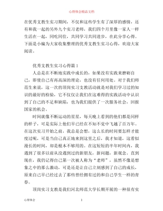 优秀支教生实习心得