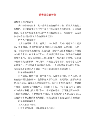 销售类自我评价 