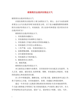 销售简历自我评价简洁大气 