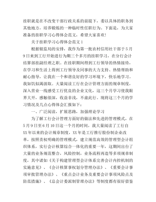 挂职学习心得体会3篇