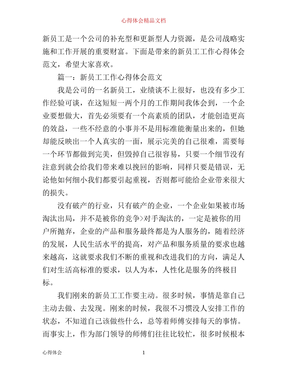 新员工工作心得体会范文_第1页