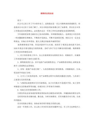 销售的自我总结 