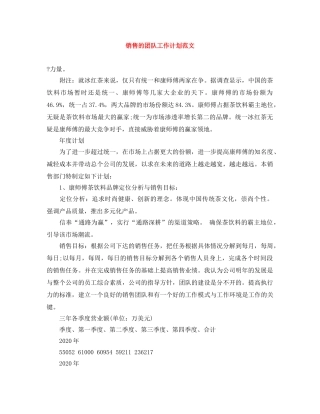 销售的团队工作计划范文 