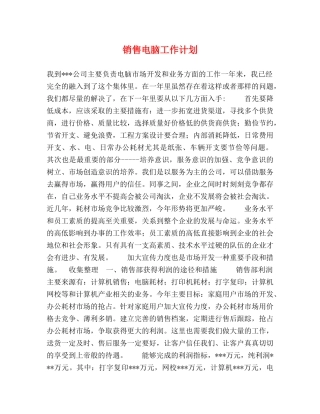 销售电脑工作计划 (2) 
