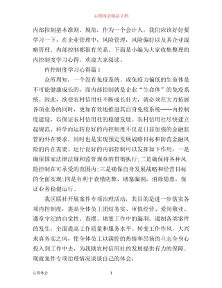 内控制度学习心得