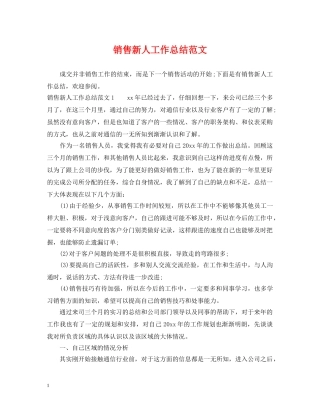 销售新人工作总结范文 