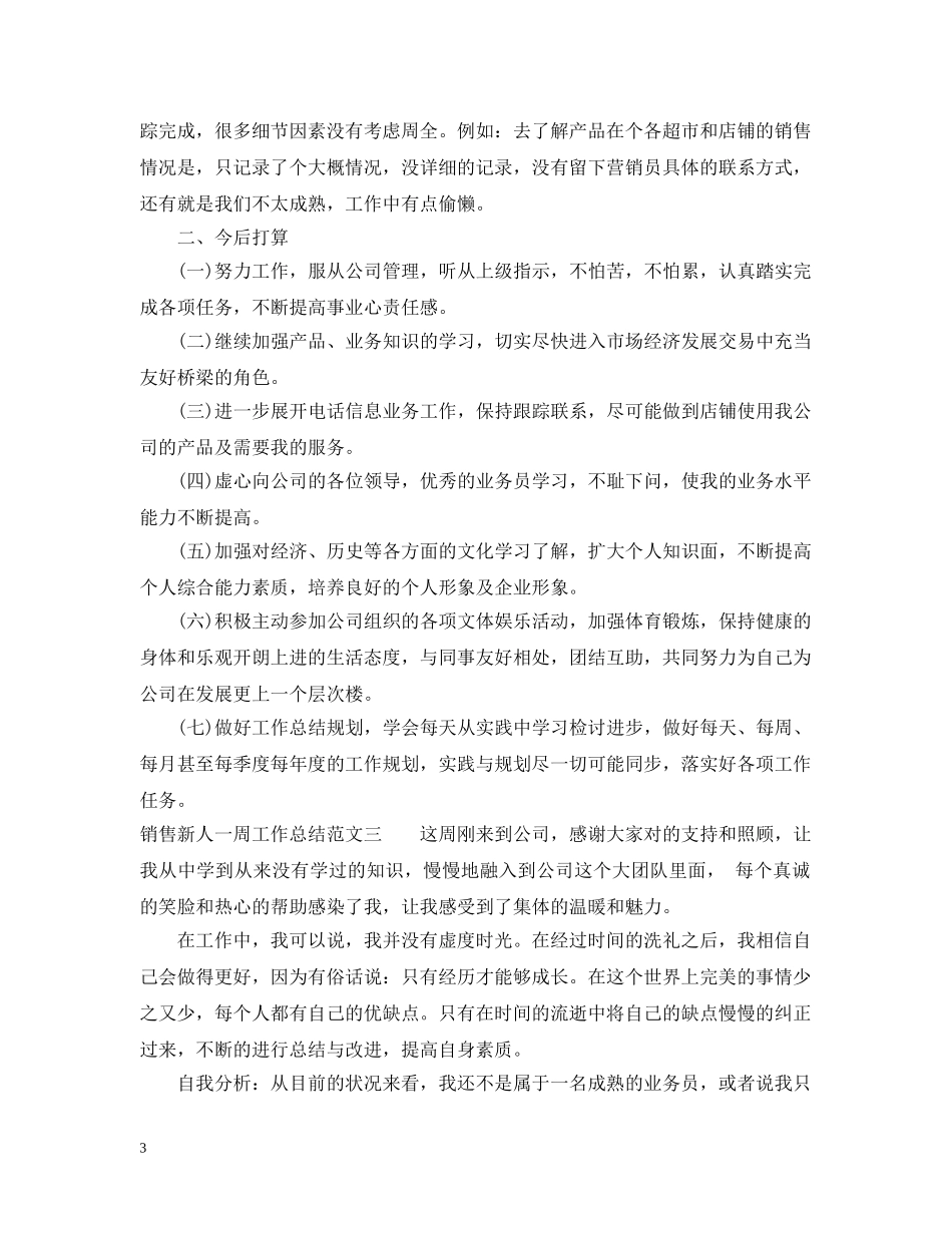 销售新人一周工作总结 _第3页