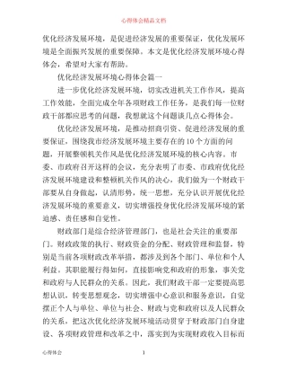 最新优化经济发展环境心得体会