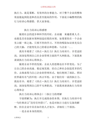 执行力培训心得感想