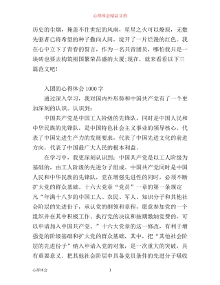 入团的心得体会1000字