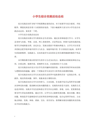 小学生综合实践活动总结