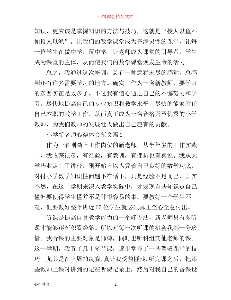 小学新老师心得体会范文_第2页