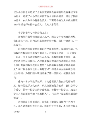 小学新老师心得体会范文