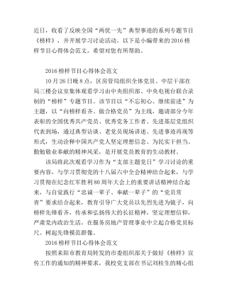 2016榜样节目心得体会范文