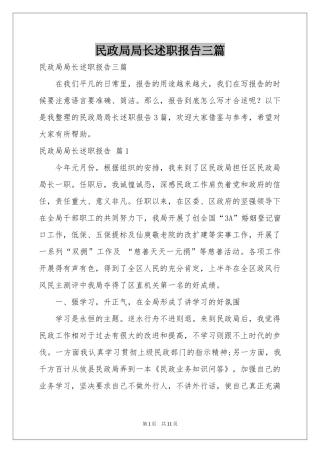 民政局局长述职报告三篇