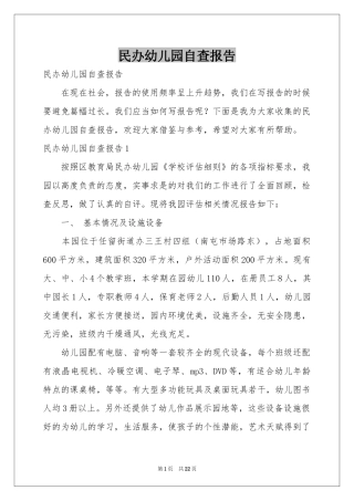 民办幼儿园自查报告