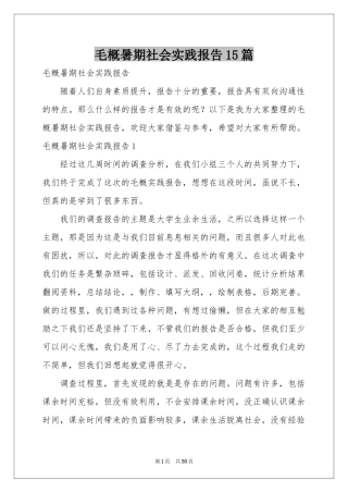 毛概暑期社会实践报告15篇