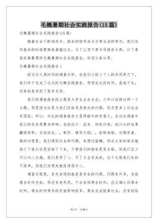 毛概暑期社会实践报告(15篇)