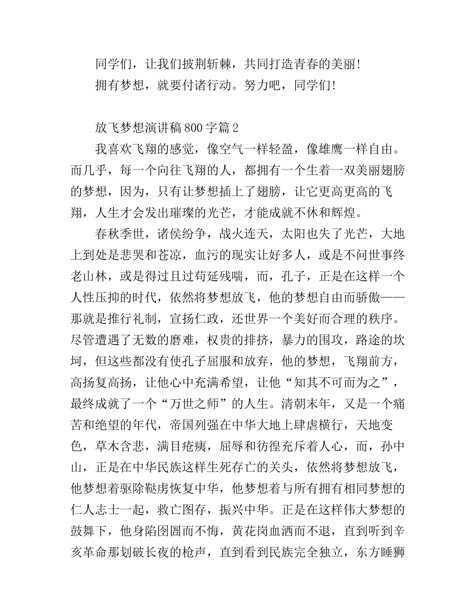 放飞梦想演讲稿800字最新3篇_第3页