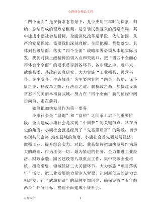 学习四个全面的心得体会