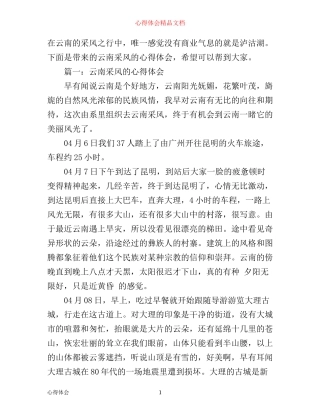 云南采风的心得体会3篇