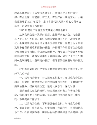 年观看广东省党代表风采心得体会