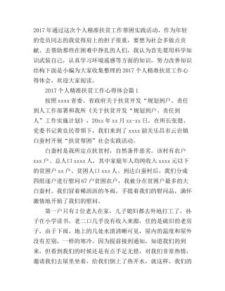 2017个人精准扶贫工作心得体会