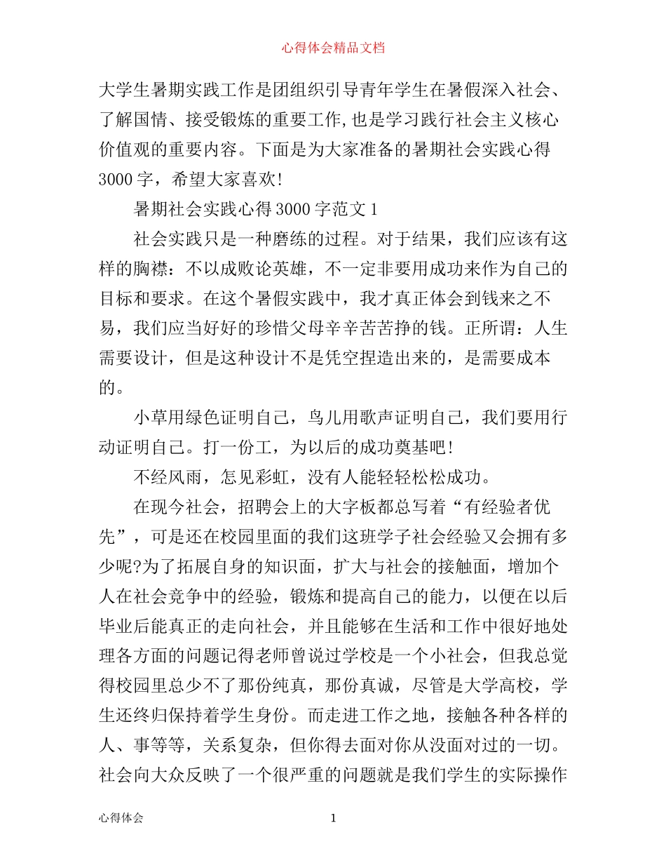 暑期社会实践心得3000字3篇_第1页
