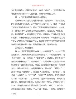 守纪律讲规矩做表率心得体会5篇