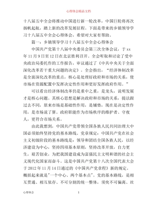 乡镇领导学习十八届五中全会心得体会