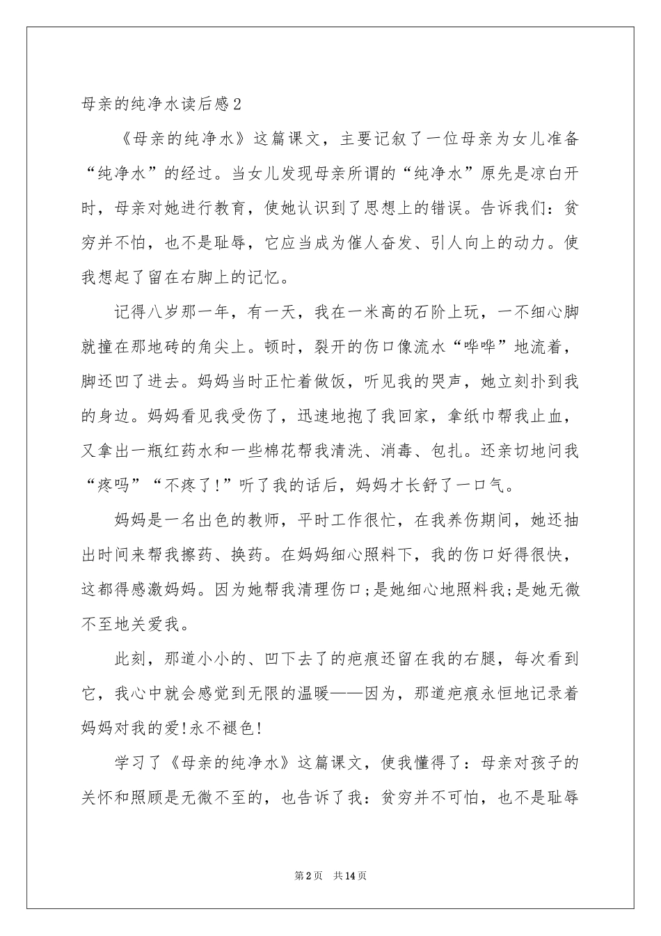 母亲的纯净水读后感_第2页