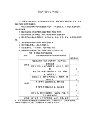 矿用皮带输送机各种标准
