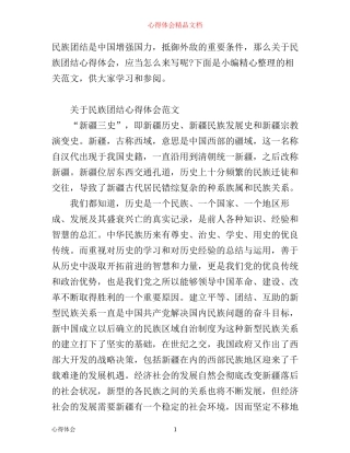 有关民族团结心得体会范文