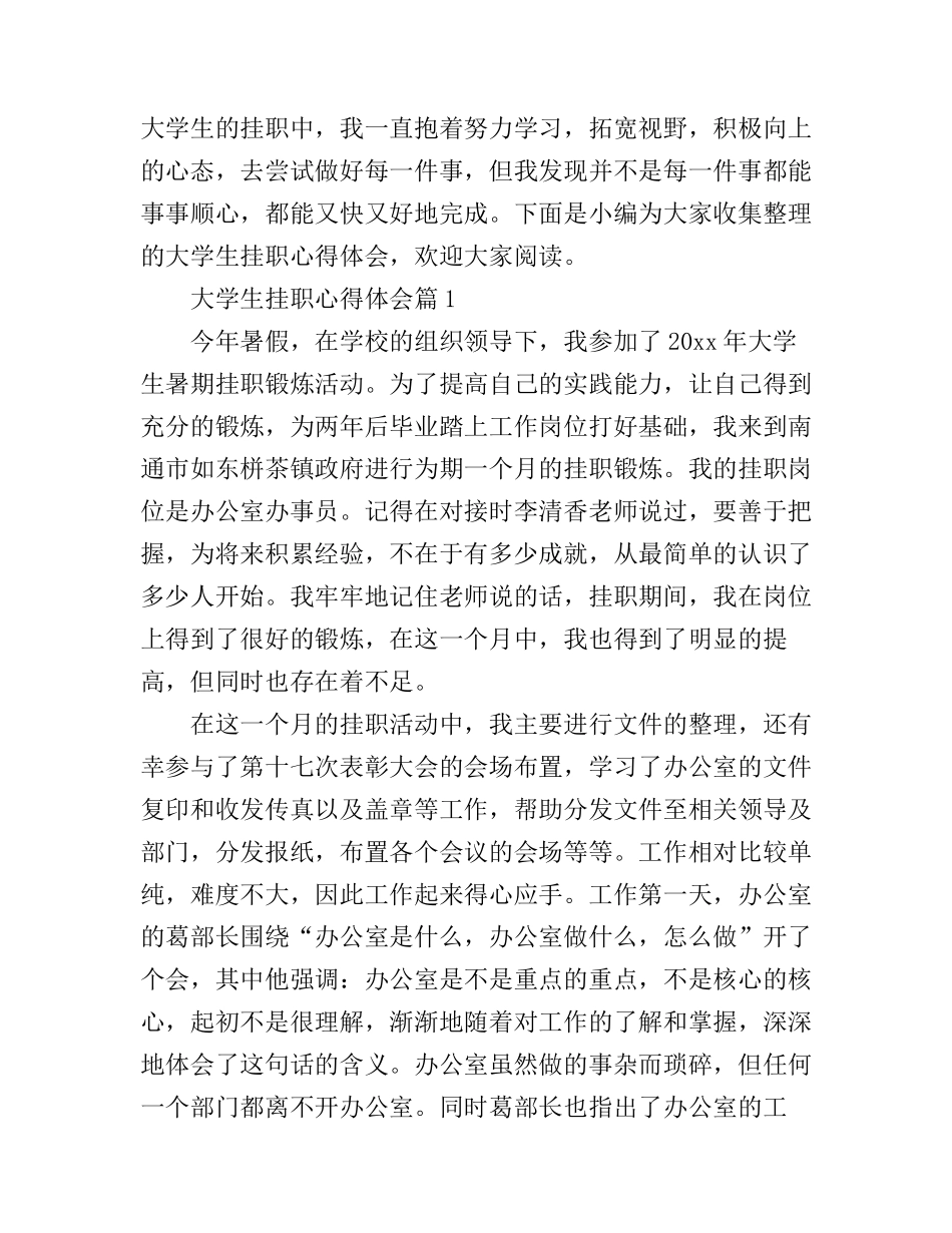 大学生挂职心得体会_第1页