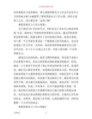 暑假带薪实习工作心得