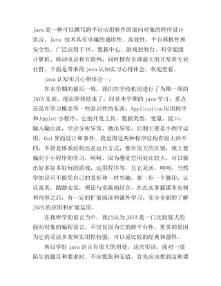 java认知实习心得体会