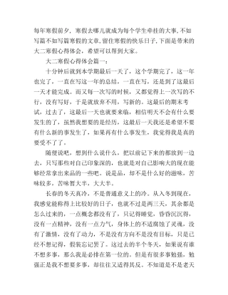 大二寒假心得体会