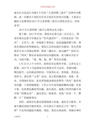 年五查四整三提升心得体会范文